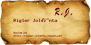 Rigler Jolánta névjegykártya
